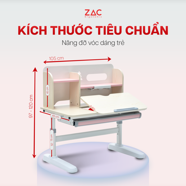 Bàn học thông minh chống gù cận ZAC 105T