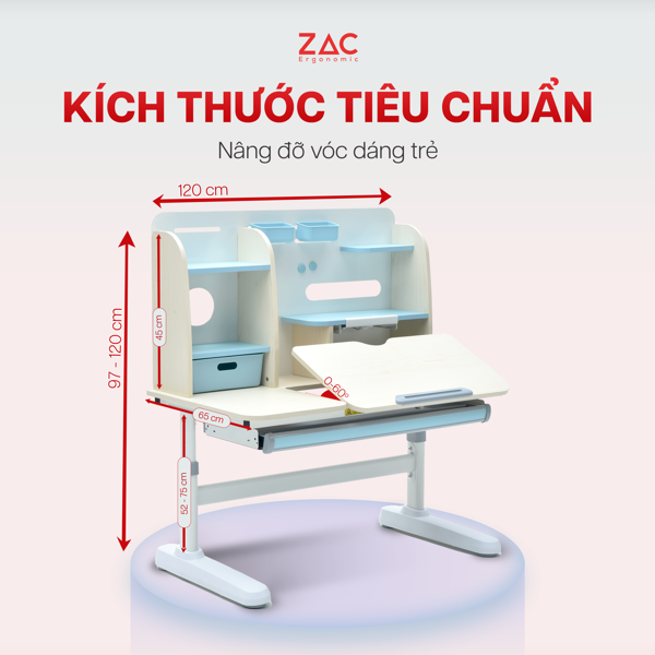 Bàn học trẻ en chống gù cận ZAC Ergonomic 120T